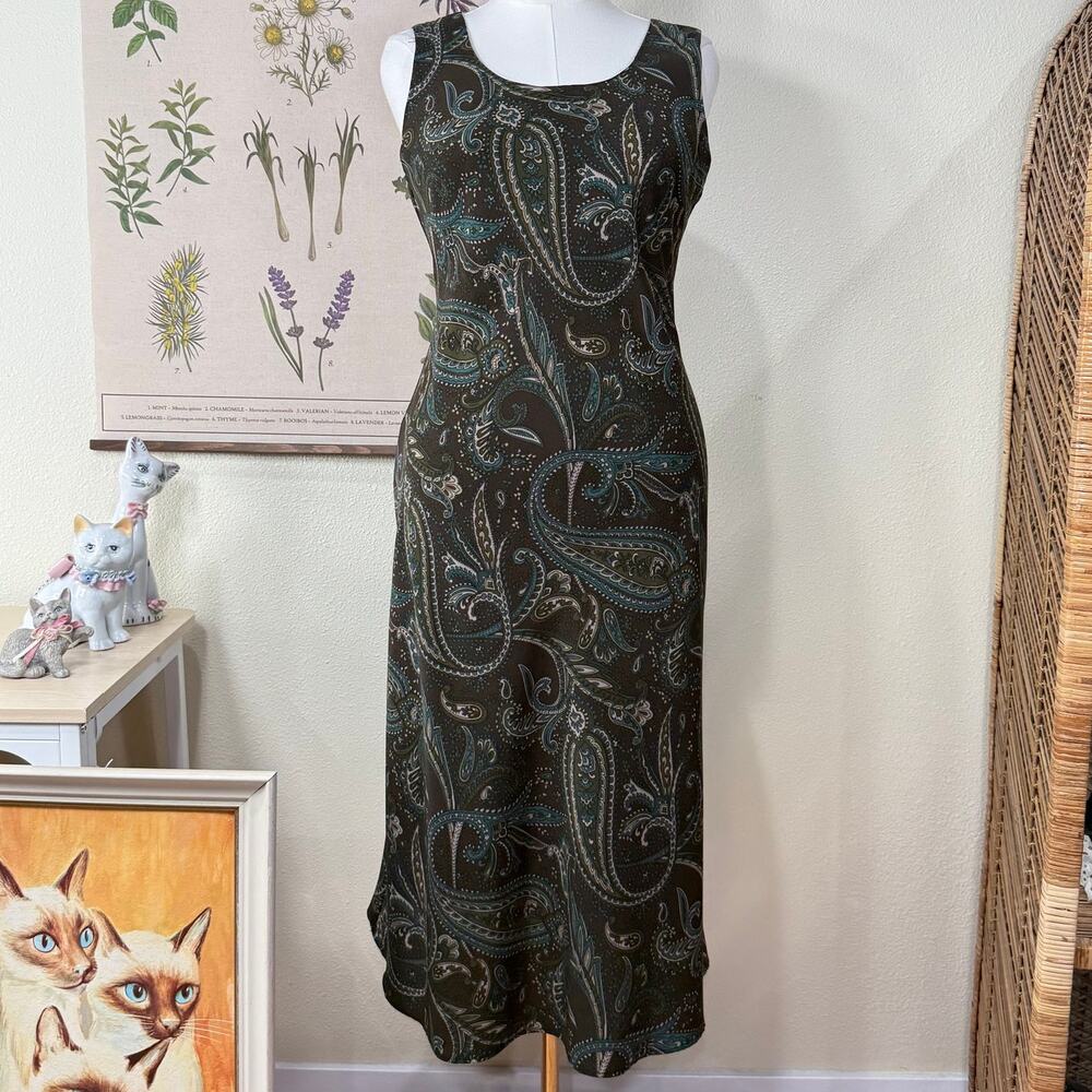 Y2k Paisley Midi Dress Whimsigoth Dark Fairy Witchy Coastal Cowgirl Grandma 8 M